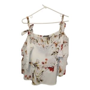 Women's Floral Top -Tie Straps Cropped Size Large